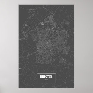 Poster Bristol, Inglaterra (branco no preto)