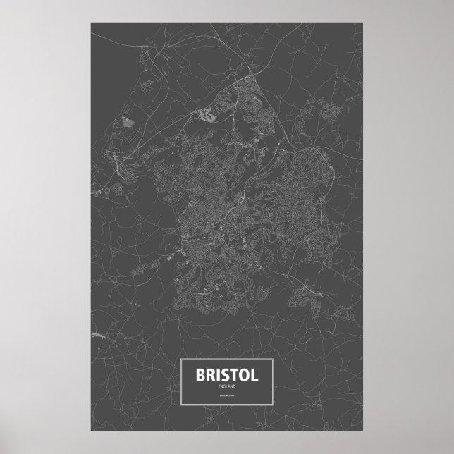 Poster Bristol, Inglaterra (branco no preto) (Frente)