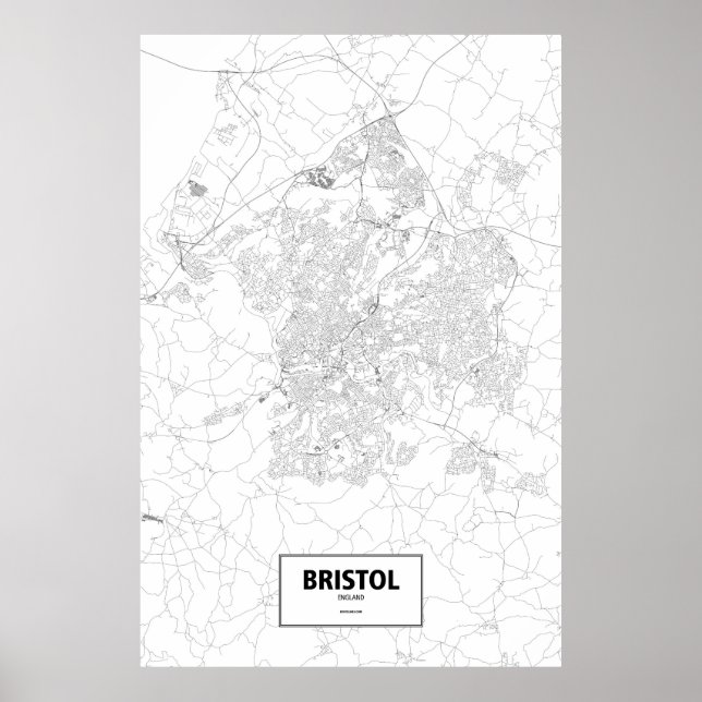 Póster Bristol, Inglaterra (preto no branco) (Frente)