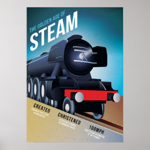 Poster britânico da locomotiva de vapor do vintag