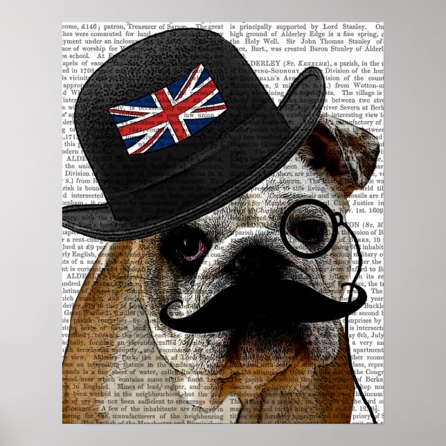 Póster British Bulldog e Bowler Hat (Frente)