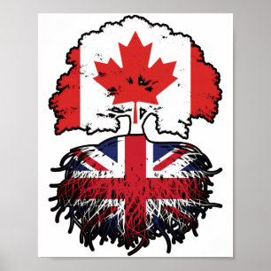 Poster British Canada Tree Roots Flag