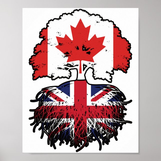 Poster British Canada Tree Roots Flag (Frente)