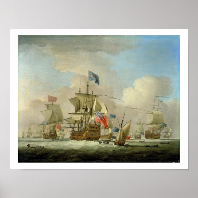 Póster British Men-of-War and a Sloop, c.1720-30 (petróle (Frente)