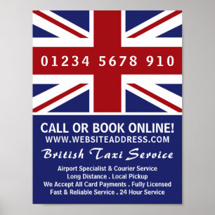Poster British Taxi Firme Flag Advertising