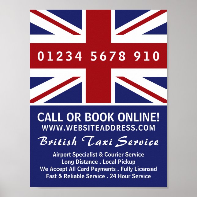 Poster British Taxi Firme Flag Advertising (Frente)