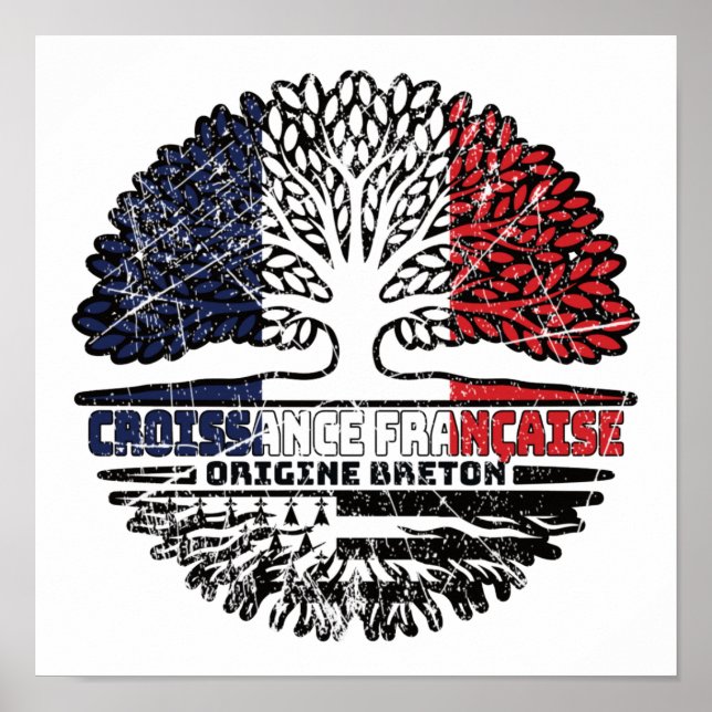 Poster Brittany Breton França Tree Roots Flag (Frente)