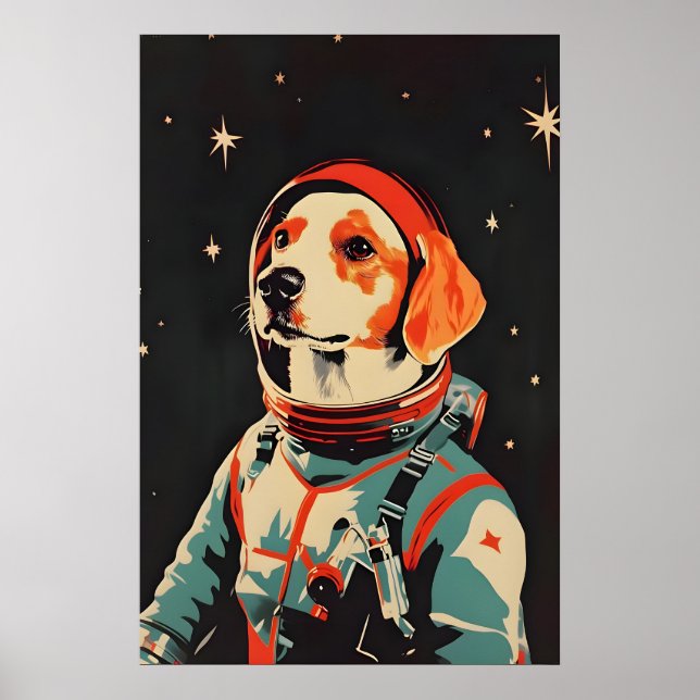 Poster Brittany Spaniel Astronaut Poster, Brittany Retro (Frente)