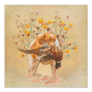 Póster Brittany Spaniel, caçando café faisão Mug T-Sh