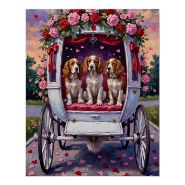 Póster Brittany Spaniel Dog Valentine's Day  (Frente)