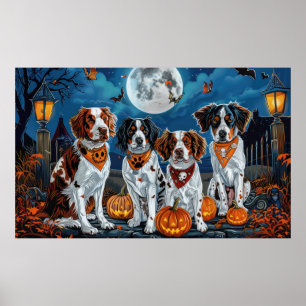 Poster Brittany Spaniel Halloween Assustador