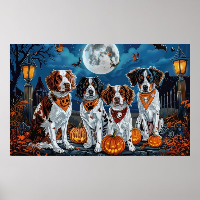 Poster Brittany Spaniel Halloween Spooky (Frente)