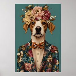 Poster Brittany Spaniel In Suit Poster, Brittany