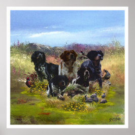 Poster Brittany Spaniels , Estação de Caça de Pássaros