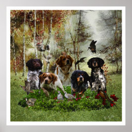 Poster Brittany Spaniels , Estação de Caça de Pássaros