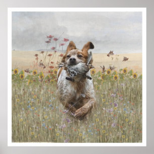 Poster Brittany Spaniels , Estação de Caça de Pássaros