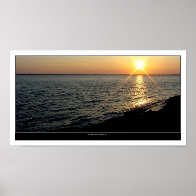 Póster Broad River no pôr do sol (Frente)