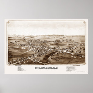 Póster Broadalbin, Mapa Panorâmico NY - 1880