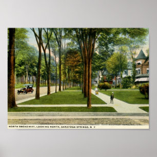 Póster Broadway norte, Saratoga Springs, vintage de NY