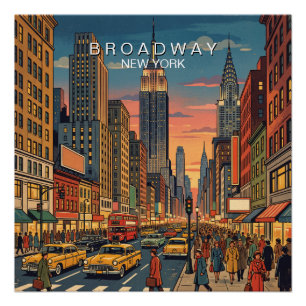 Póster Broadway Nova York Viagem Arte Vintage