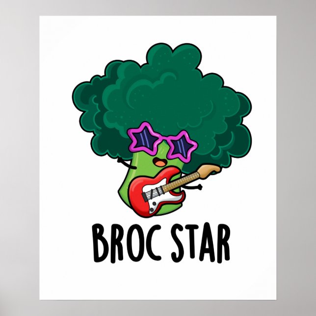 Poster Broc Star Funny Brocolli Rock Star PUn (Frente)