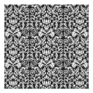 Póster Brocade de gargalo branco preto