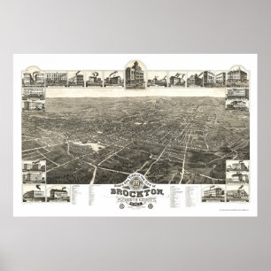 Poster Brockton, MA Panoramic Map - 1882