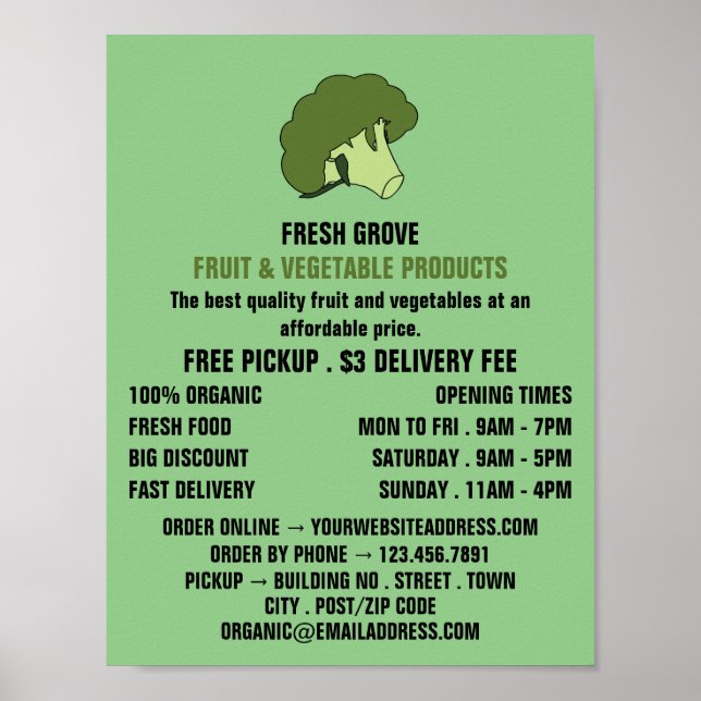 Poster Brocoli Verde, Publicidade de Greengrocers (Frente)