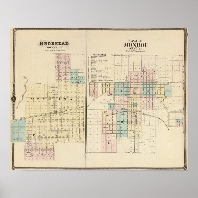 Poster Brodhead and Village of Monroe, Green Co (Frente)