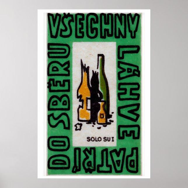 Poster Broken Alcohol Bottles - Matchbox Print - Czech (Frente)