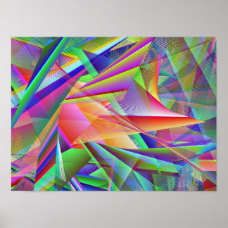 Poster Broken Glass Shattered Crystal Line Art