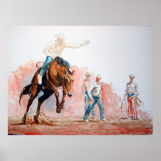 Poster Bronc Riding Cowboy