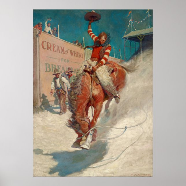 Poster Bronco Buster por Newell Convers Wyeth (Frente)