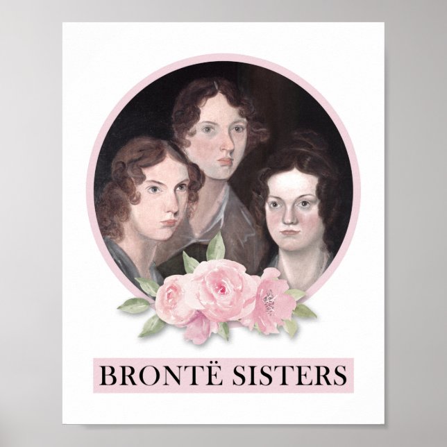 Poster Bronte Sisters Retrato com Rosas Rosa (Frente)
