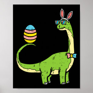 Poster Brontosaurus Orelhas de Coelho Ovo Dia de Páscoa D