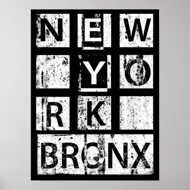Poster Bronx Nova York | Tipografia Grunge (Frente)