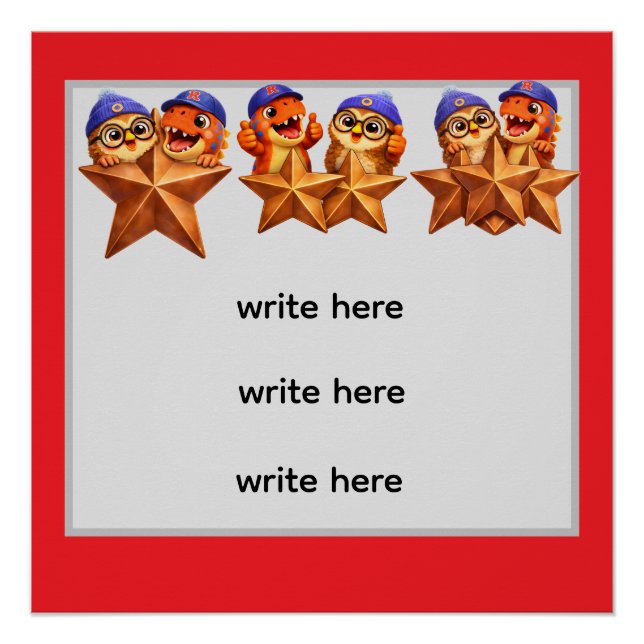 Póster Bronze achievement poster, customisable star rewar (Frente)