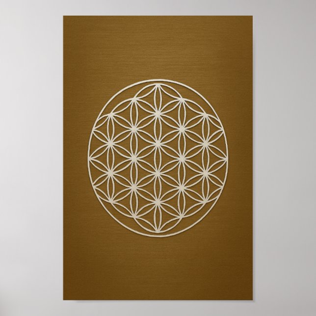 Poster Bronze e Flor Branca da Vida (Frente)