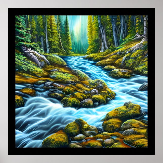 Poster Brook de borbulhamento de natureza mágica (Frente)