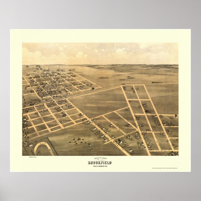 Poster Brookfield, MO Panorâmica Map - 1869 (Frente)