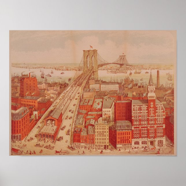 Poster Brooklyn Bridge, c.1883 (Frente)