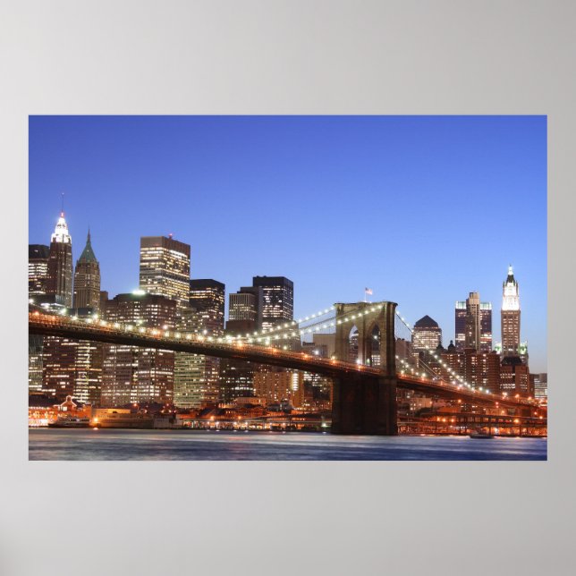 Poster Brooklyn Bridge e Manhattan Skyline (Frente)