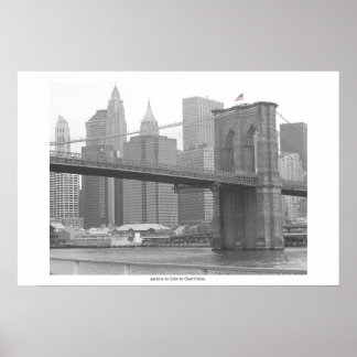 Poster Brooklyn Bridge New York, sinalizador de cor B&W