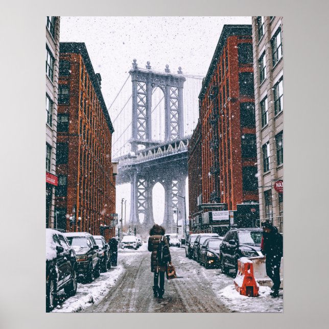 Poster Brooklyn Bridget, Nova York em neve (Frente)