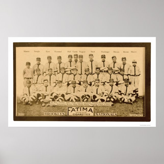 Póster Brooklyn Dodgers Baseball 1913 (Frente)