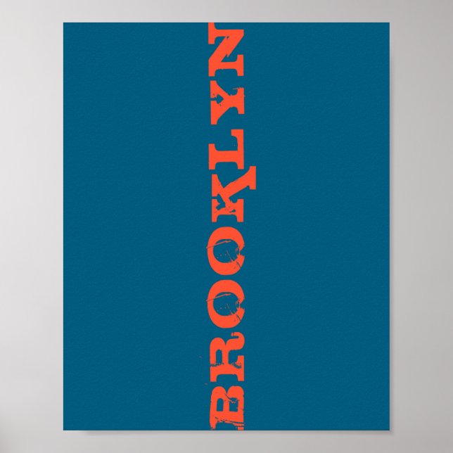 Poster Brooklyn New York Nyc Navy Blue Orange Mens Basic  (Frente)