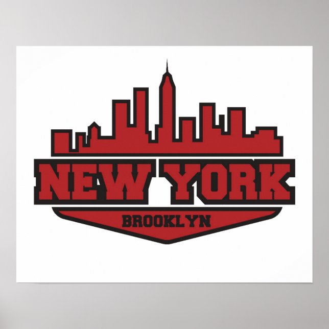 Poster Brooklyn Nova York | Script de estilo de bloco (Frente)