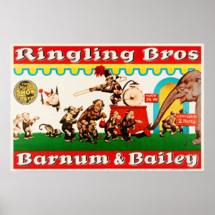 Poster Bros Barnum Bailey, Circo de Animais Treinados