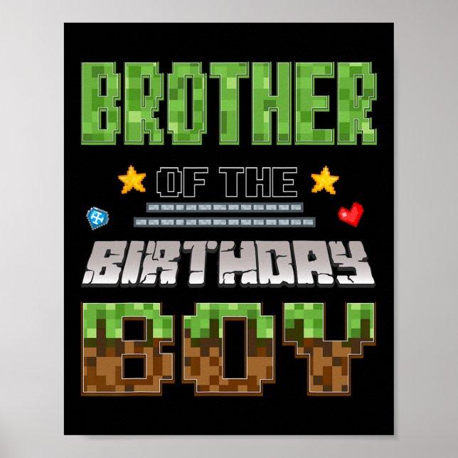 Poster Brother Of The Birthday Boy Video Gamer Pixel Birt (Frente)