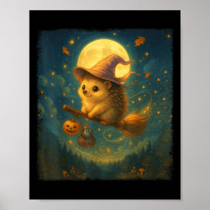 Poster Broto De Hedgehog Bonito De Halloween Com Poção E